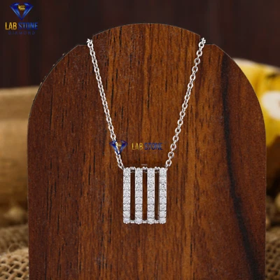 0.35 TDW Round Lab Grown Diamond Sparkly Pendant 18k White Gold - Image 1 of 4