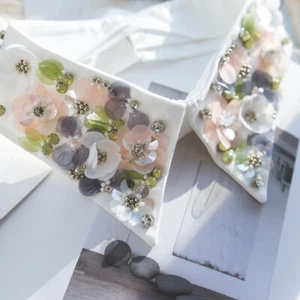 Strass Perlen Fake Hemdkragen Stehkragen Pailletten Blume Fake Kragen - Bild 1 von 9
