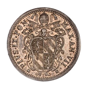 ITALIA STATO PONTIFICIO PIO IX 10 Baiocchi 1853-R AN. VII - AG - Imagen 1 de 2
