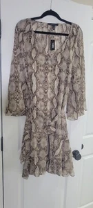 Vestido Casa Blanca Mercado Negro Pitón Transparente Estampado Serpiente Tachonado Volantes Talla XL - Imagen 1 de 18