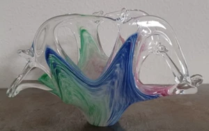 Murano Glass Centerpiece Pink Green Blue White Clear 8.75"x2.2" - Picture 1 of 24
