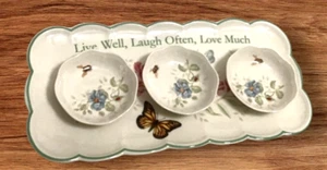 Lenox Butterfly Meadow Live Well Laugh Often Hors D'oeuvre Set Platter Bowls New - Picture 1 of 12