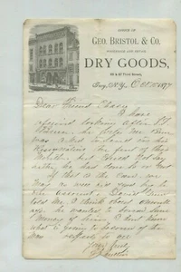Membrete ilustrado vintage George Bristol Dry Products 1877 Troy NY - Imagen 1 de 1