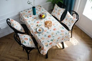 Waterproof Peach Fruit Print Table Cloth Tablecloth Cover Kitchen Home Decor New - Picture 1 of 126