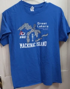 Camisa azul para hombre talla mediana Great Lakers Mackinac Island MI - Imagen 1 de 3
