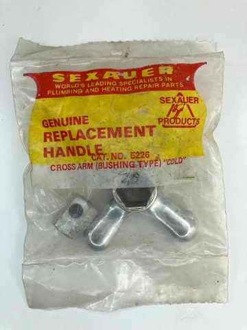 Vintage Cross Arm Cold C Handle Faucet Knob Sexauer Cat No 5226 NOS Replacement Cover