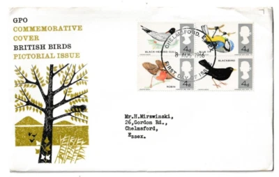 8/8/1966 UK GB FDC - British Birds - British Wild Birds -Chelmsford FDI Postmark - Image 1 of 2