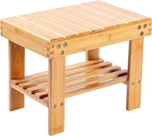 Taburete pequeño de bambú VeaFae/reposapiés taburete de afeitar/estante de almacenamiento/antideslizante - Imagen 1 de 10