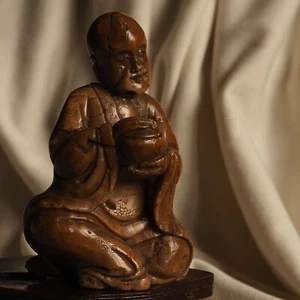 Statua scultura in pietra Shoushan Buddha Cinese Antica Intagliata a mano Meditazione - Foto 1 di 12
