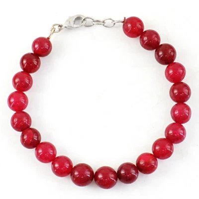 Genuine 150.00 Cts Earth Mined Round Shape Red Ruby Beads Handmade Bracelet - Image 1 of 3