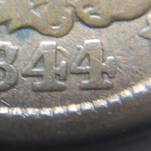 Large cent/penny 1844, overdate 44 over 81 nice circulated - Picture 1 of 3