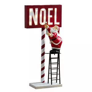 Babbo Natale Insegna Luminosa Festività Natale NOEL Babbo Natale Scala con Timer Alto 34" - Foto 1 di 2