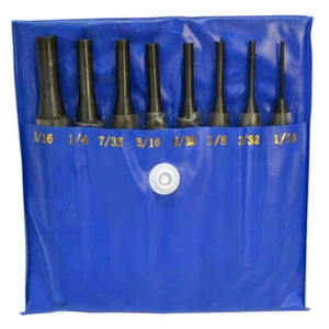 8 Pc Steel Drive Pin Punch Set 4'' Long Knurled Body Punches Tool Set - Picture 1 of 4