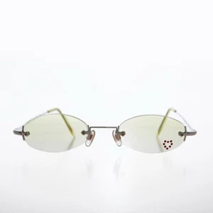 Micro Sunglass with Red Heart Rhinestone Accent and Green Lens - Primo - Picture 1 of 3