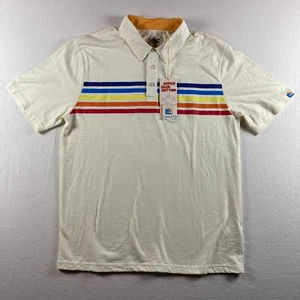 Nuevo con etiquetas Polo Laguna Para Hombres Medio Blanco Súper Slub Algodón Rayas Preppy Informal - Imagen 1 de 11