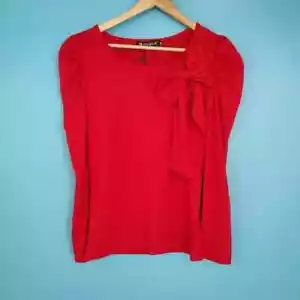 NEW Allegra K Women's XS Red Ruffled Sleeve Long Sleeve Blouse - Picture 1 of 6
