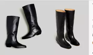 Madewell $298 The Antoine Tall Boot Extended Calf Black Size 7.5 NN036 - Picture 1 of 11