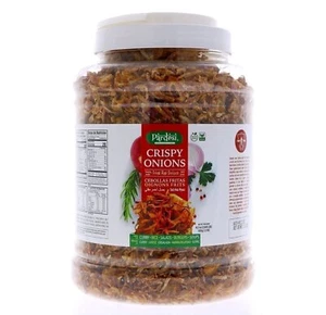 Cebollas fritas rojas crujientes PARDESI 42,3 OZ (2.645 LBS) MSG GRATIS, cebollas frescas usadas - Imagen 1 de 8