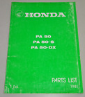 Parts Catalog / Replacement Part List Honda PA 50 with S + DX, Issue 1981