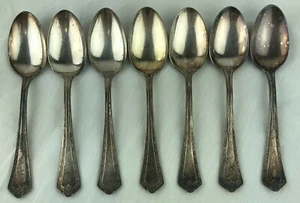 Wm Rogers & Son AA Silver Plate Hamden 7 Teaspoons Spoon Pat Dec 28 1915 - Picture 1 of 8