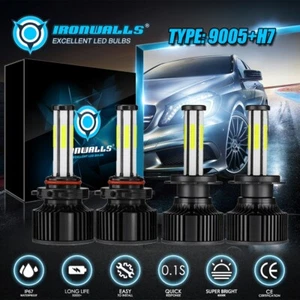 For Mazda 3 2004-2009 IRONWALLS 6-Sides 9005 H7 LED Headlight Hi/Low Bulbs 6500K - Picture 1 of 12