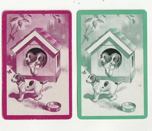 DOGS: In The Doghouse! - 2 Single Vintage Swap / Playing Cards - Picture 1 of 1
