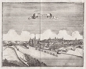 Torgau Elbe Sachsen Ansicht Kupferstich Glafey engraving 1740 - Bild 1 von 1
