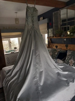 Silver Satin Wedding/Prom Dress - Image 1 of 4