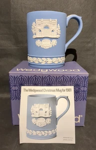 Vintage Wedgwood Blue Jasperware ~ Christmas Mug 1981 ~ Boxed ~ Ht 11.5cm - Picture 1 of 22
