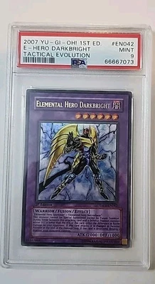YuGiOh Elemental Hero Darkbright TAEV-EN042 Tactical Evolution 1st Edition PSA 9 - Image 1 of 2