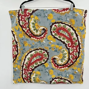 Pottery Barn Paisley Beaded Embellished Large Pillow Cover 24'x24" Square Cotton - Picture 1 of 14