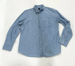 J CREW Blue Chambray Shirt Womens XL Light Wash Button Up Long Sleeve Cotton - Picture 1 of 8