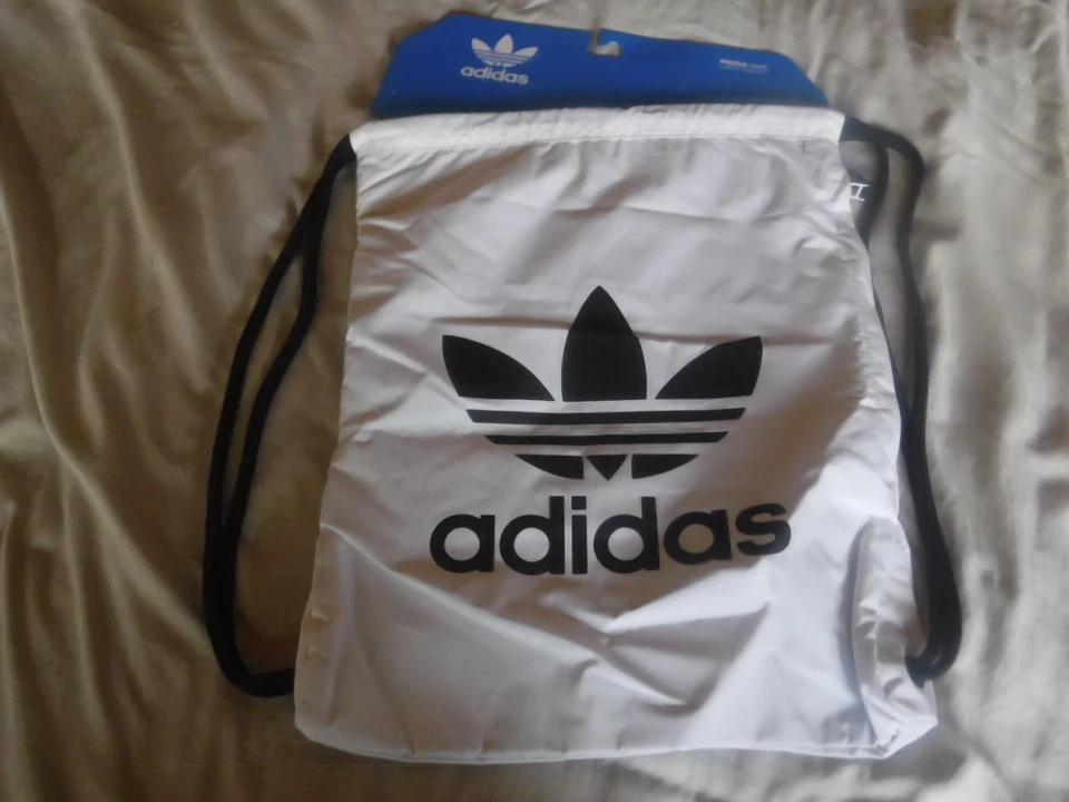 adidas Originals Unisex Trefoil Sackpack White Black Gym Bag Backpack Media Safe