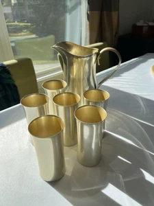 Set brocca e 6 bicchieri MCM Neocraft Everlast metallo oro alluminio anodizzato - Foto 1 di 15