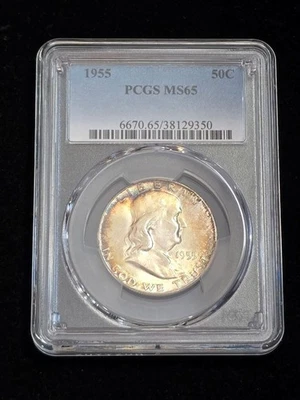 1955 Franklin Silver Half Dollar PCGS Graded MS65 #38129350 - Image 1 of 4