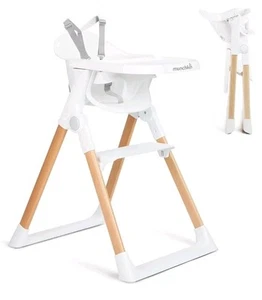 Munchkin Float Baby High Chair, Foldable and Easy to Clean White with Wooden Leg - Picture 1 of 2