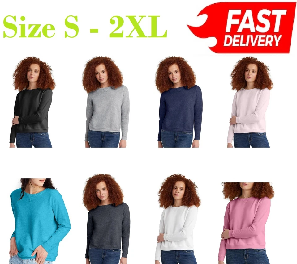 Sudadera para mujer Hanes EcoSmart polar cuello redondo muesca en V, talla S-2XL Foto 1 de 4