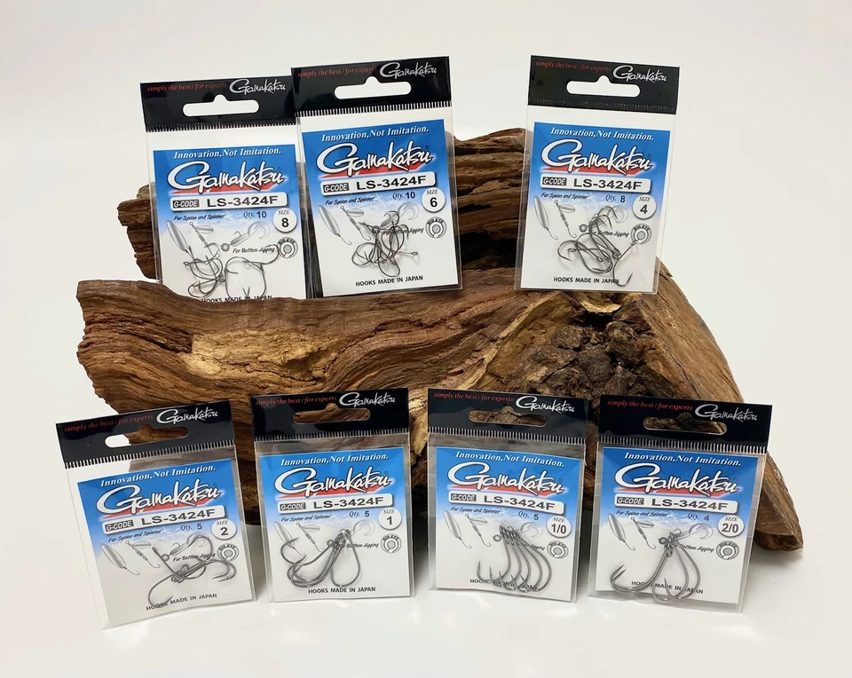 Gamakatsu LS-3424F New Label Eyed Hooks Nickel 1 2 4 6 8 1/0 2/0 Öhrhaken