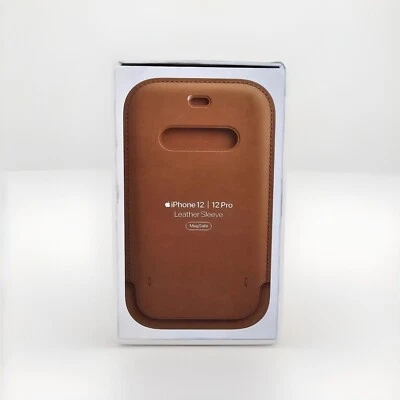 GENUINE APPLE IPHONE 12/12 PRO MAGSAFE LEATHER SLEEVE - SADDLE BROWN - NEW — 第 1/4 张图片