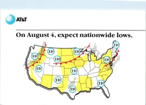 Mapa de tarifas de llamadas nacionales de AT&T de Estados Unidos publicidad 4x6 - Postal - Imagen 1 de 2