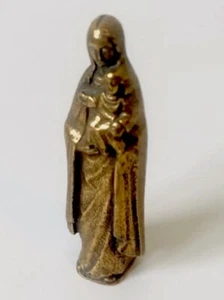 Heiligenfigur Maria mit Kind aus Messing Figur Statue 7,5 cm hoch ~ gestempelt - Bild 1 von 8