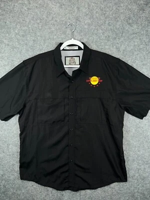 Tiger Hill Mens Large Black Performance Shirt Poplin Button Up Short Sleeve Vent - Image 1 of 4