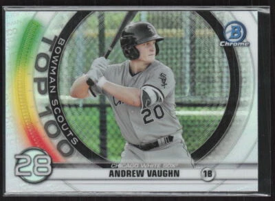 2020 Bowman Chrome #BTP-28 Andrew Vaughn Bowman Scouts Top 100 - Image 1 of 2