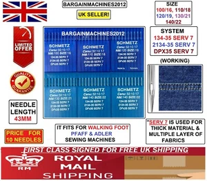 DPX35 134-35 SERV7 (5 SIZES) PFAFF&ADLER WALKING FOOT INDSTRL SEWING MCHN NEEDLE - Picture 1 of 7