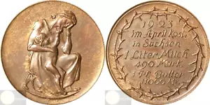 RARO TOKEN ALEMÁN "HAMBRE" 1923 "En Sajonia 1 libra mantequilla costo 11.000 marcos" - Imagen 1 de 1