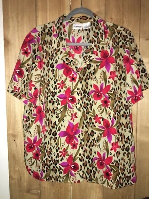 Top Liz Baker Mujer Manga Corta Estampado Animal y Floral Talla 16 Nuevo Foto 1 de 2