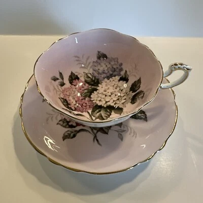 Rare Vintage Double Paragon Pink Hydrangeas Tea Cup & Saucer Reg #A1427 Rare! - Image 1 of 4