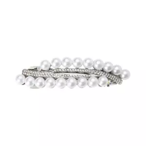 French Pearl Hair Barrettes for Women Silver Elegant Rhinestone Barrettes Cli... - Picture 1 of 8