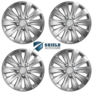Wheel Trims 14" Hub Caps Rapide NC Plastic Covers Set of 4 Silver Fit R14 - Picture 1 of 3