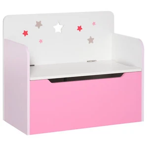 HOMCOM Kids Wooden Toy Box Children Storage Chest Bench Organiser Bedroom Pink - Picture 1 of 11